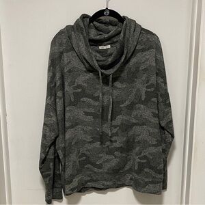 Maurices Heather Gray and Green Camo Cowl Neck Sweater